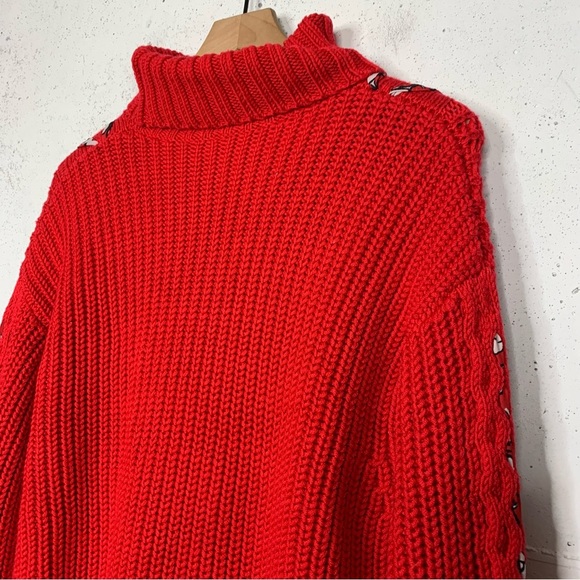 Jason WU Interlocked Wool Red Knit Pullover Sweater Size M - Picture 10 of 13